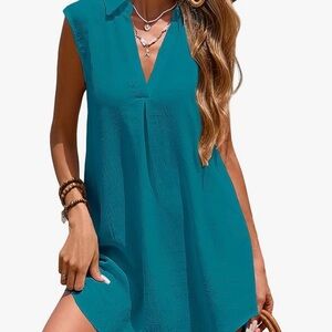 Teal Sleeveless Swim Cover-Up